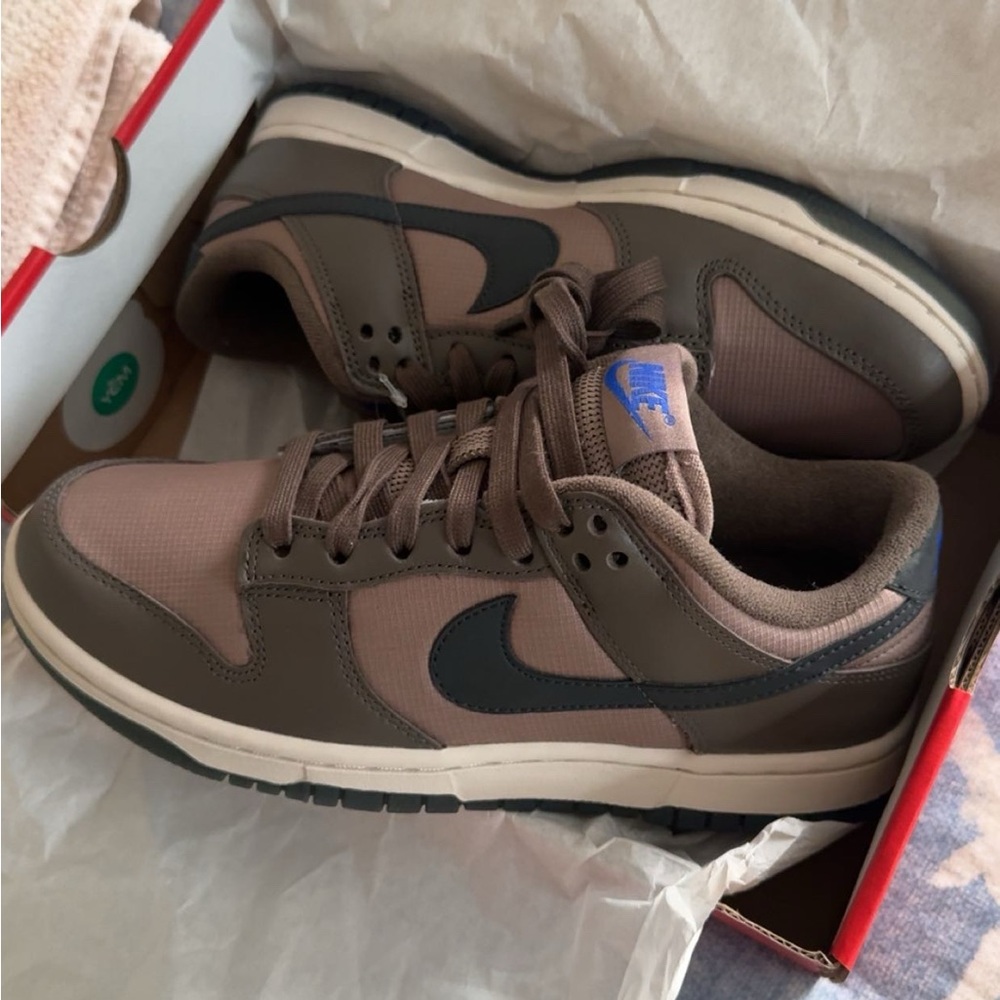 Nike Brown and Black Sneakers with Blue Accent